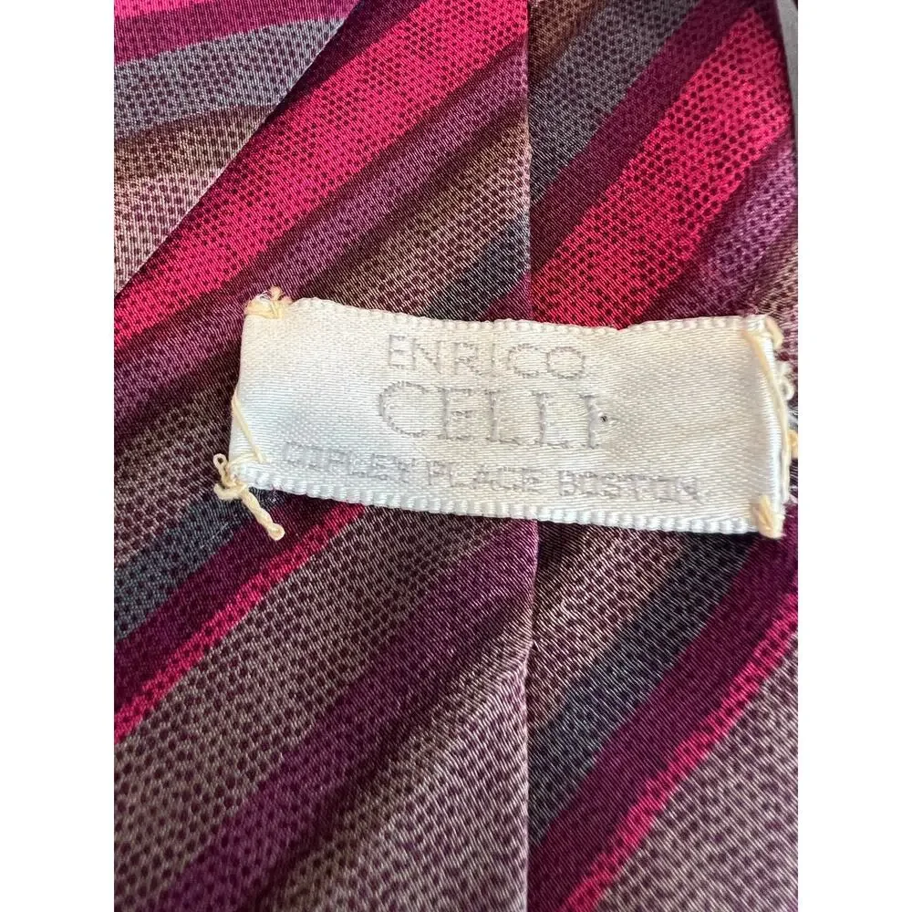 Vintage Enrico Celle Copley Place Boston Men’s Silk Neck Tie Pink Rainbow SG